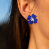 15ctw Blue Sapphire Flower Statement Stud Earrings