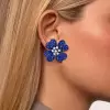 15ctw Blue Sapphire Flower Statement Stud Earrings