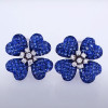 15ctw Blue Sapphire Flower Statement Stud Earrings