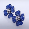 15ctw Blue Sapphire Flower Statement Stud Earrings