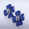 15ctw Blue Sapphire Flower Statement Stud Earrings