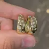 Flush Set White Sapphire Huggie Hoop Earrings