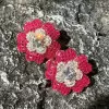 18ctw White Sapphire and Ruby Double Flower Earrings
