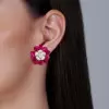 18ctw White Sapphire and Ruby Double Flower Earrings