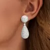 16ctw White Sapphire Paved Pear-shaped Drop Earrings