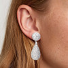 16ctw White Sapphire Paved Pear-shaped Drop Earrings