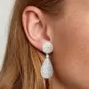 16ctw White Sapphire Paved Pear-shaped Drop Earrings