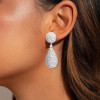 16ctw White Sapphire Paved Pear-shaped Drop Earrings