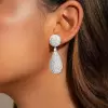 16ctw White Sapphire Paved Pear-shaped Drop Earrings