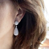16ctw White Sapphire Paved Pear-shaped Drop Earrings