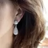 16ctw White Sapphire Paved Pear-shaped Drop Earrings
