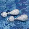 16ctw White Sapphire Paved Pear-shaped Drop Earrings