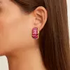 8ctw Oval Cut Ruby Vintage Huggie Hoop Earrings