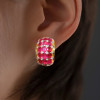 8ctw Oval Cut Ruby Vintage Huggie Hoop Earrings