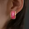 8ctw Oval Cut Ruby Vintage Huggie Hoop Earrings