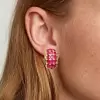 8ctw Oval Cut Ruby Vintage Huggie Hoop Earrings