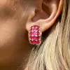 8ctw Oval Cut Ruby Vintage Huggie Hoop Earrings