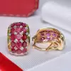 8ctw Oval Cut Ruby Vintage Huggie Hoop Earrings