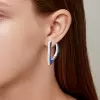 5ctw White and Blue Sapphire Paved Geometric Hoop Earrings