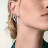 5ctw White and Blue Sapphire Paved Geometric Hoop Earrings