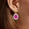 14ctw Cushion Cut Fuchsia Sapphire Drop Earrings