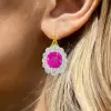 14ctw Cushion Cut Fuchsia Sapphire Drop Earrings
