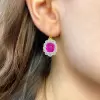 14ctw Cushion Cut Fuchsia Sapphire Drop Earrings