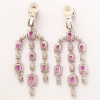 36ctw Oval Cut White and Fuchsia Sapphire Chandelier Earrings