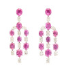 36ctw Oval Cut White and Fuchsia Sapphire Chandelier Earrings