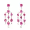 36ctw Oval Cut White and Fuchsia Sapphire Chandelier Earrings
