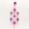 36ctw Oval Cut White and Fuchsia Sapphire Chandelier Earrings