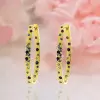 Flush Set Multicolor Sapphire Starry Rainbow Hoop Earrings