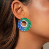 6ctw Sapphire and Emerald Paved Statement Earrings