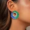 6ctw Sapphire and Emerald Paved Statement Earrings