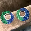 6ctw Sapphire and Emerald Paved Statement Earrings