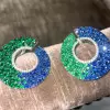 6ctw Sapphire and Emerald Paved Statement Earrings