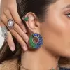 6ctw Sapphire and Emerald Paved Statement Earrings