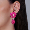 45ctw Invisible-set Ruby Flower Teardrop Dangle Statement Earrings