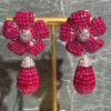 45ctw Invisible-set Ruby Flower Teardrop Dangle Statement Earrings