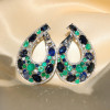 20ctw Nature-inspired Green and Blue Sapphire Statement Earrings