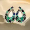 20ctw Nature-inspired Green and Blue Sapphire Statement Earrings