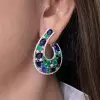 20ctw Nature-inspired Green and Blue Sapphire Statement Earrings