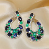 20ctw Nature-inspired Green and Blue Sapphire Statement Earrings