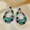 20ctw Nature-inspired Green and Blue Sapphire Statement Earrings