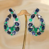 20ctw Nature-inspired Green and Blue Sapphire Statement Earrings