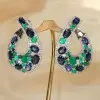 20ctw Nature-inspired Green and Blue Sapphire Statement Earrings
