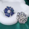 25ctw Blue and White Sapphire Blossom Statement Earrings