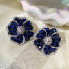 25ctw Blue and White Sapphire Blossom Statement Earrings