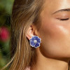 25ctw Blue and White Sapphire Blossom Statement Earrings