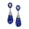 50ctw Invisible Set Blue Sapphire Art-deco Drop Earrings